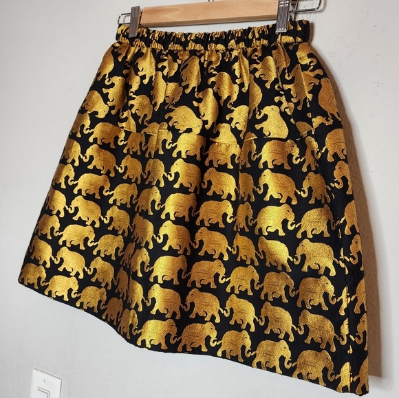 Crewcuts gold black elephants skirt. Kids size 14. - Picture 8 of 13